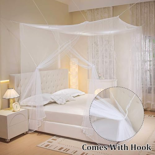 Miniatura 3 de Mosquitera Cama Cuadrada,Blanco Malla Fina Mosquitera,Mosquitera Cama Matrimonio Individual,Dosel Cama Niña,Mosquiteras Para Camas Exteriores,Mosquitera Jardin,Para Casa Y Camping 180x200x165cm