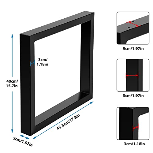 Signstek 15.7 Inch Height X 17.8 Inch Wide Metal Table Legs, Heavy Duty Tube Iron Desk Legs For Furniture, Stool Or Chairs, Coffee Table Legs, Bench Legs, End Table Legs, Set Of 2, Black, Diy #TOP1