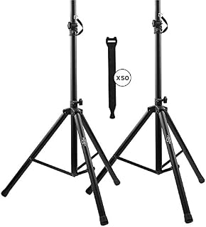 Pa Speaker Stands Pair Pro Adjustable Height with 50 Cable Ties Kit To