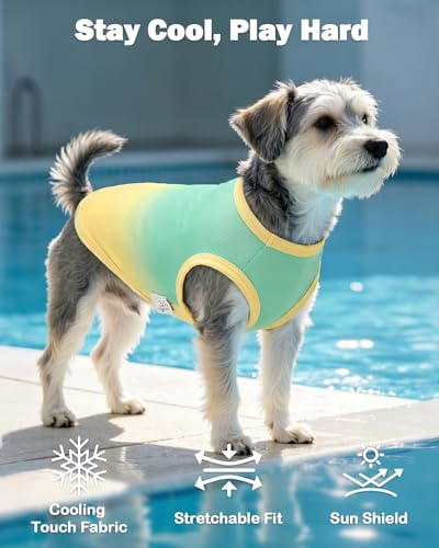 Image of CuteBone Ombre Dog Tank Top for Small Dogs, Cats - Tropical Summer Pet Vest - Breathable Ice Silk Cooling Shirt - Sun Protection, Photo, Casual Play, Walks
