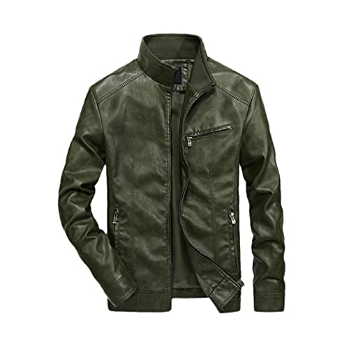 Veste en cuir PU homme col montant finitions haut de gamme