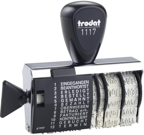 Trodat 1117 Classic Date and Word Band Stamp, Month abbreviated, Print Size 6 x 56 mm, Print Colour Black