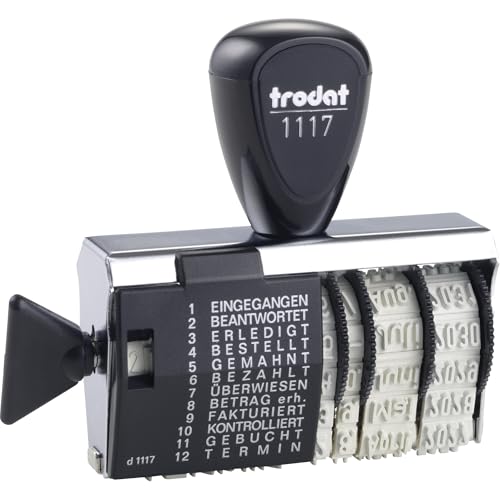 Trodat 1117 Classic Date and Word Band Stamp, Month abbreviated, Print Size 6 x 56 mm, Print Colour Black