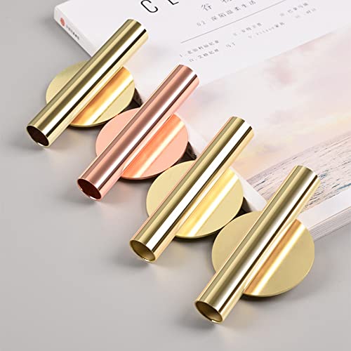 Dayline 2 Pcs Wall Flower Vase Tube Metal Flower Vase, Wall-Mounted Flower Tube For Flower Display,Modern Dried Flower Holder Wall Decoration For Porch Home Office Free Double-Sided Tape (Gold-Love) #TOP7