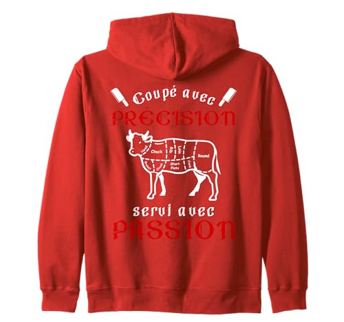 Coupé Avec Précision Boucher Humour Viande Cadeau Boucherie Sweat à Capuche