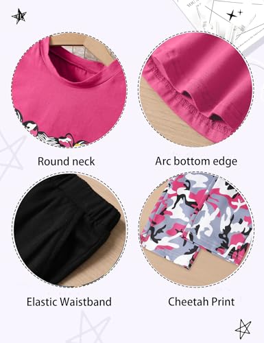 Image of Girls Outfits Short Sleeve Irregular Tops + Camouflage Long Legging Outfits 2PCs Summer Pant Sets 6-14T