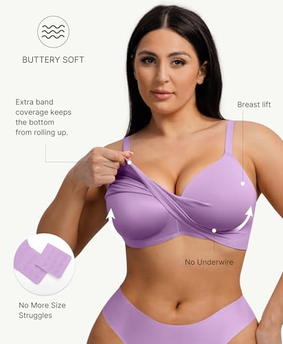 Image of FeelinGirl Wireless Supportive Bra for Women, Seamless Comfort Bralettes No Underwire Full Coverage Everyday Bras