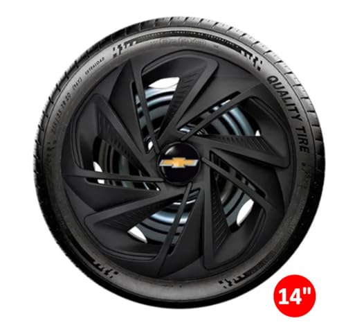 Jogo 4 Calotas Esportiva Nitro Preto Fosco Aro 14 CHEVR Celta Corsa Classic Prisma Agile Cobalt Soni