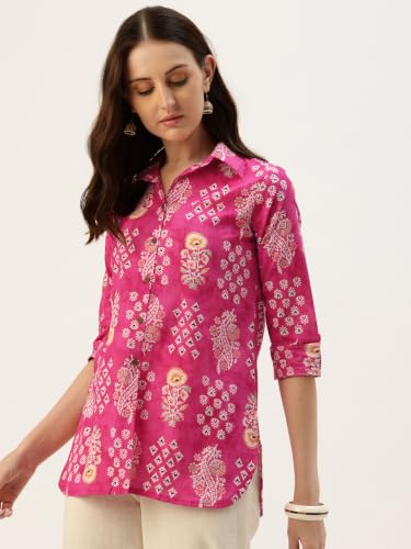 Image of feranoid Classic Collared Cotton Shirt with 3 /4 Sleeve for a Timeless Casual Look