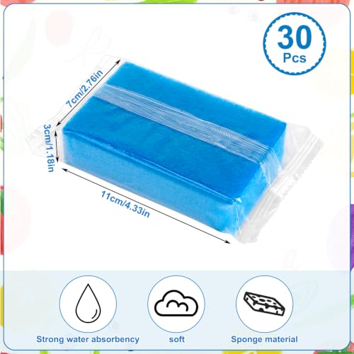 Image of 30 Pcs Individually Wrapped Sponges for Airbnb Apartment Blue | Uncompressed Non Scratch Scrouing Sponges for Household Cleaning Dishes Kitchen Car Bike