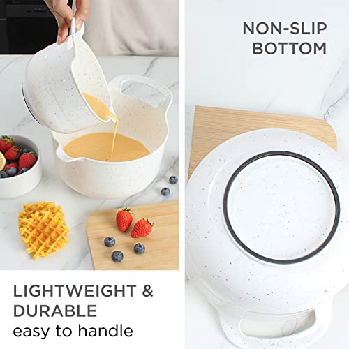 Cook With Color Mixing Bowls - 4 Piece Nesting Plastic Mixing Bowl Set With Pour Spouts And Handles (Speckled White) #TOP1