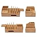 Pezin & Hulin Bamboo Charging Station for Multiple Devices Include 5 Port USB Charger, 5 Cables, Desktop Organizer for Phones, Tablet, Wooden Docking Stations
