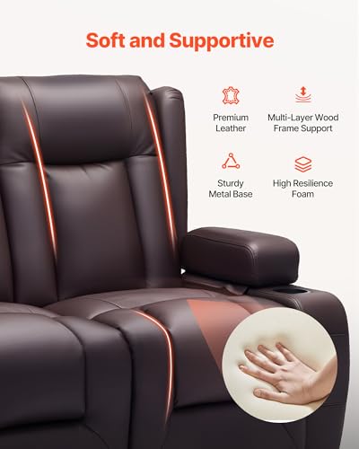 Image of VEVOR Loveseat Recliner Sofa with Massage & Heat, Power Reclining RV Couch, PU Leather Electric Recliner Sofa with USB & Outlet /Storage /Cup Holders /Pockets, Home Theater Seating for Living Room