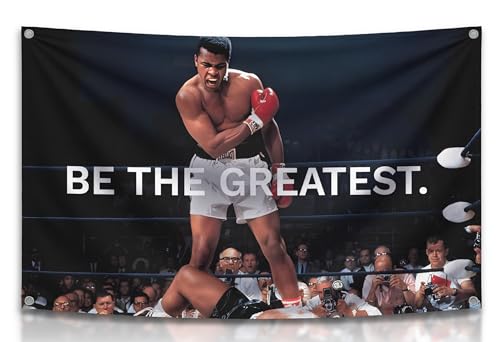 Be the Greatest Flag - Ali Motivational Gym Polyester Flag 3x5 Ft with 4 Grommets - Home Wall Single Sided Posters for Guys and Man - Muhammad Cool Motive Banners Decor Outdoors or Indoors for Boys