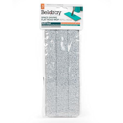 Beldray Anti-Bac Microfibre Refill Mop Head - Slimline, Treated with Anti-Bac Protection, No Drips or Streaks, Highly Absorbent, Can be Used Wet or Dry