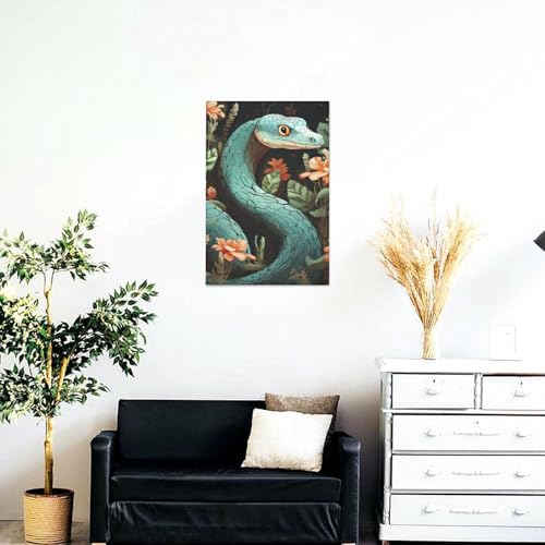 Toile serpent et fleur impression HD - Tableau suspendu de qualité supérieure
