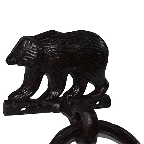 Pkd Treasure Gurus Black Metal Wall Mount Bear Kitchen/Bath Towel Ring Hanger Holder Rustic Decor #TOP1