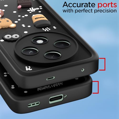 Image of Pikkme Back Cover for Oppo F27 5G | Cute Fun Cartoon 3D Bear Silicone Full Body Protection Bumper Cover (Black)