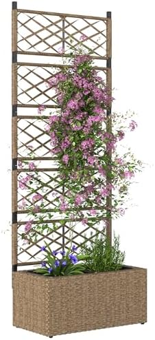 Outsunny Jardinera con Enrejado de Ratán Jardinera Exterior Grand...
