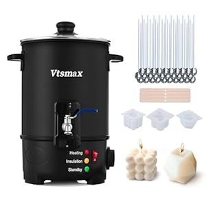 Vtsmax 12Lbs Wax Melter for Candle Making Pot with Temp Control and No-Clog Pour Spout, Easy to Use & Clean for Candle, Soap, Home & Commercial Use