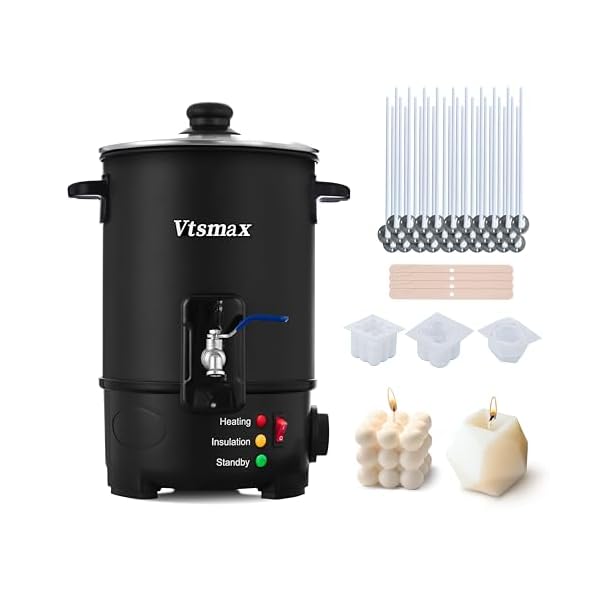 Vtsmax 12Lbs Wax Melter for Candle Making Pot with Temp Control and No-Clog Pour Spout, Easy to Use & Clean for Candle, Soap, Home & Commercial Use