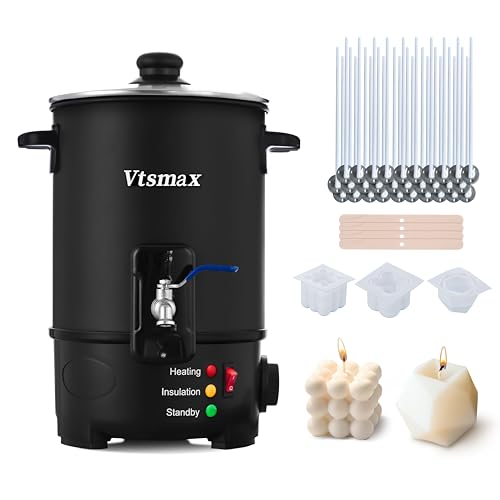 Vtsmax 12Lbs Wax Melter for Candle Making Pot with Temp Control and No-Clog Pour Spout, Easy to Use & Clean for Candle, Soap, Home & Commercial Use