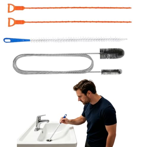 Rohrreinigungsbürsten-Set Abflussreiniger Edelstahl und Kunststoff Flexibel für Küche Dusche und Aquarium