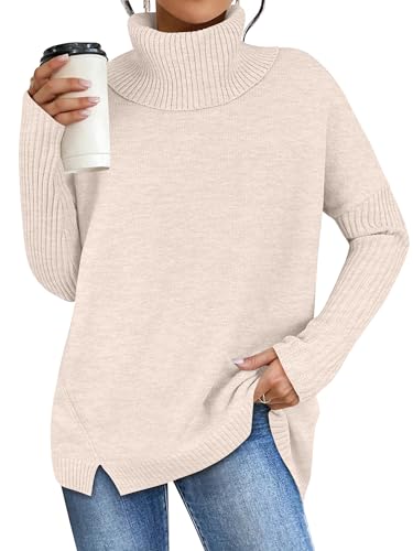 ANRABESS Women's Oversized Sweater Turtleneck Long Sleeve Casual Knit Tunic Pullover Sweaters Tops 2025 Fall Winter Outfits