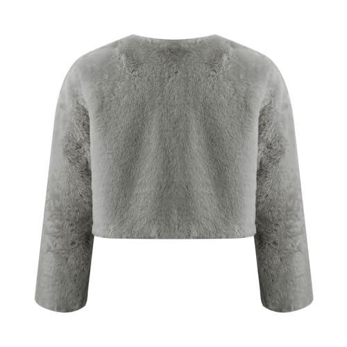 YiZYiF Bolero Shrug for Girls Faux Fur Dress Coat Open Front Crop Jacket Party Dress Cover Up Cardigan Tops2