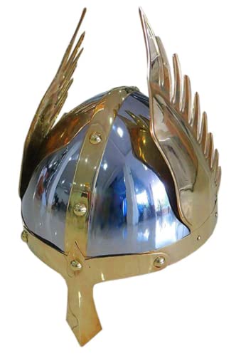 Medieval Norman Nasal King's Deluxe Winged Emperor Helmet - Rustic Vintage Home Decor Gift