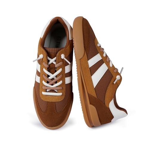Tigeridea Tan Womens Sneakers Breathable Tennis Shoes Closed Toe Fashion Causal Sneakers for Women Size 7