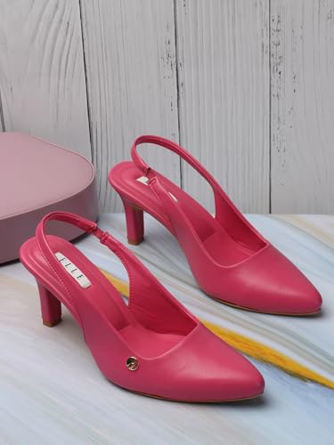Image of ELLE Women Stylish and elegant Slingback Kitten Heel Mule Sandal