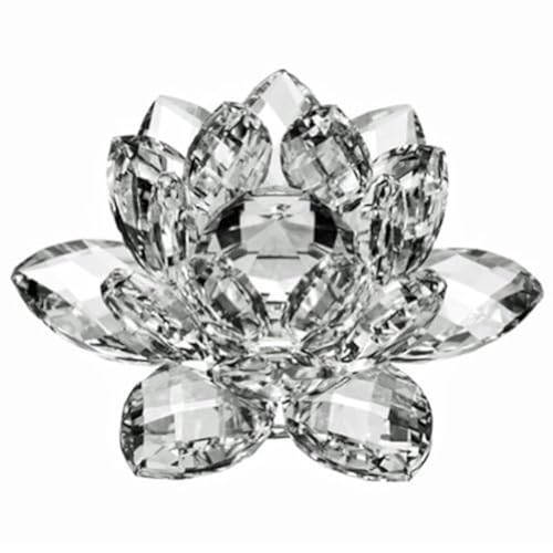 Amlong Crystal Crystal Lotus Flower with Gift Box, 5 Inch, Clear