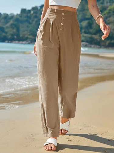 Image of LITZO Women High Rise High Waist Trousers Flared Korean Style Formal Pants with Wide Baggy Fit| Elegant Workwear for Office, College & Events (L-198-200)