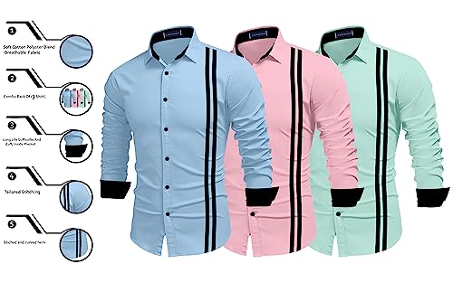 Image of Zombom Men's Striped Regular Fit Shirt