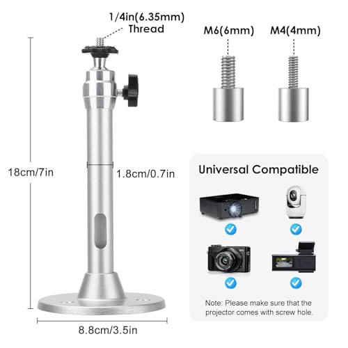 Linkstyle Mini Beamer Halterung Deckenhalterung, 18cm Mini Projektor Halterung Geeignet 360° Drehbar & 90° Neigbar für Die Decke Wand, Traglast 2kg