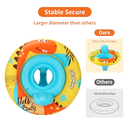 Swimbobo Baby Swimming Floats with Adjustable Seat,PVC Double-Layer Inflatable Baby Infant Pool Floats for Toddlers (Yellow)