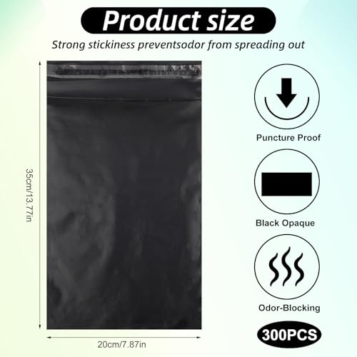300 Pack Ostomy Disposal Bags,13.77x7.87 Inch Odor Proof Leakproof Colostomy Waste Bags Disposable Pouches for Incontinence Pads,Diapers Waste