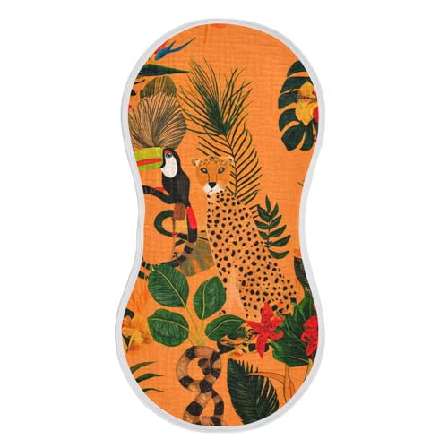 Animals Flowers Wild Orange Burp Cloths for Babies Burp Rag Cotton Spit Up Rag for Baby Boy Girl2