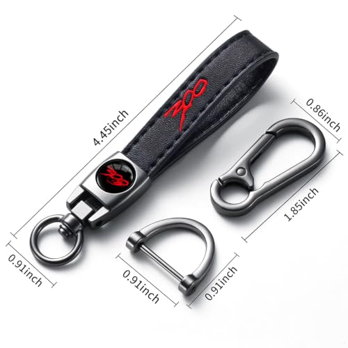 Image of Car Keychain, Black Leather & Metal Car Key Fob Holder, Car Keychain Accessories