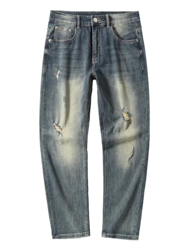 Jeans Pants Trousers Denim Amikaji Spring and Summer Elastic Cone Retro Color Men's Loose Straight Casual Long