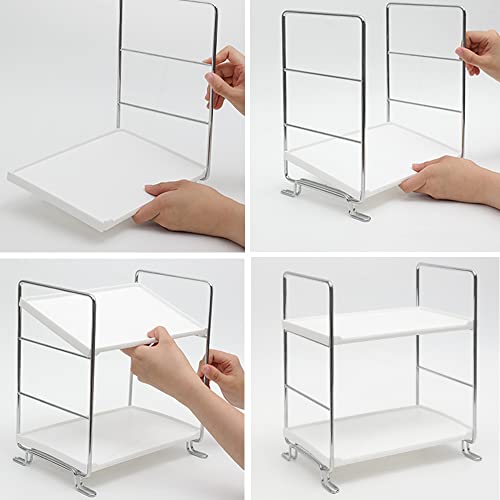 Kingberwi 2 Tier Bathroom Organizer Countertop, Vanity Counter Skincare Makeup Organizer Holder, Bathroom Sink Countertop Storage Shelf, Silver #TOP6