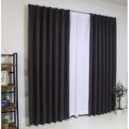 LIFELEX 防炎+遮光カーテン グレウス100×135cm ブラック