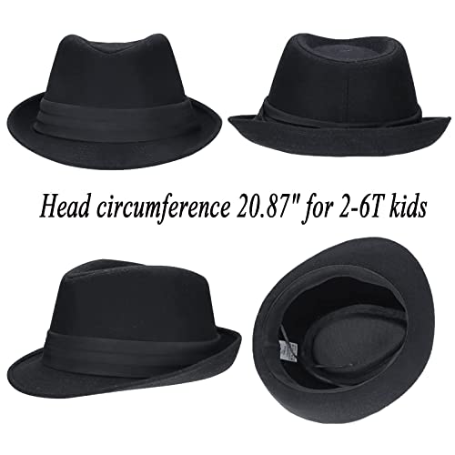 Kids Classic Gangster-Trilby Fedora-Hat Short-Brim Manhattan Structured Jazz Cap 3-6Y Black #TOP1