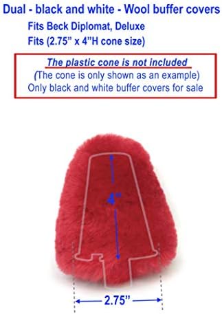 Large Dual 100% Lamb Wool Buffer Covers Fit 2.75”Dia x 4”High - Beck Diplomat, Deluxe Shoe Polishers - 1