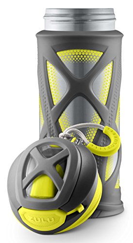 ZULU Garrafa de água Echo Kids de aço inoxidável isolada a vácuo com manga de silicone, 340 g, cinza