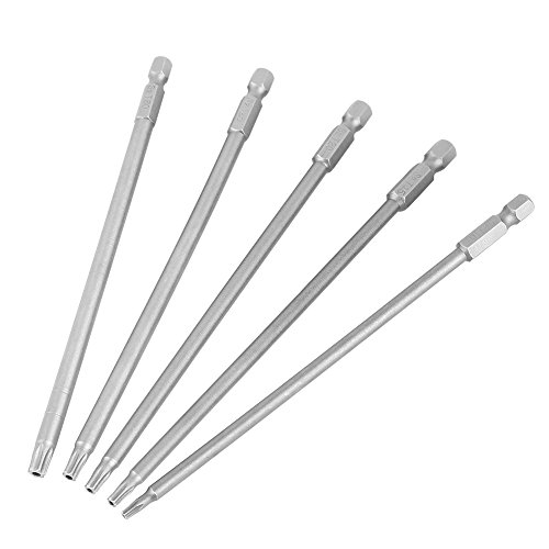 Nimomo Screwdriver Bits 5 Pcs 150mm 1/4" Hex Shank T10-T30 Magnetic Security Star BST Screwdriver Bits Kit