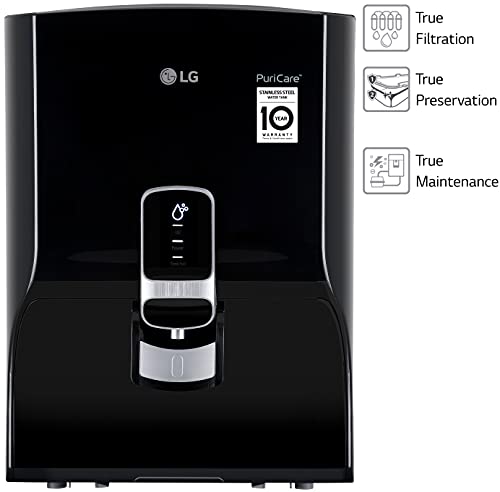 Image of LG WW152NP 8L Stainless Steel Tank - RO + UV, Pre-Sediment Filter Free, Filter Change Indicator, Multi-Stage Filtration, Digital Sterilizing Care (Black, Wall Mount)