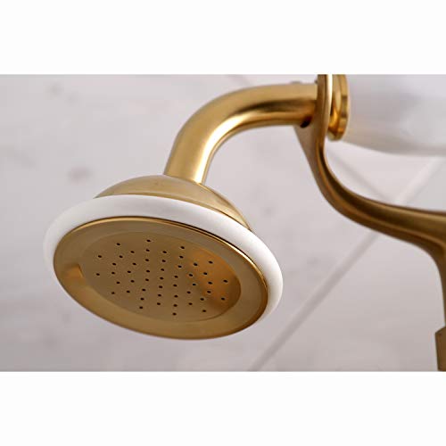 Kingston Brass Ks265Sb Tub Wall Mount Clawfoot Tub Faucet With Hand Shower, Brushed Brass #TOP2