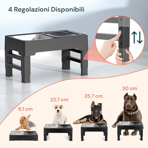 Ciotole Regolabili Perfette Per Tutti I Cani - Da 8,7 A 28,8 Cm Di Altezza - 2